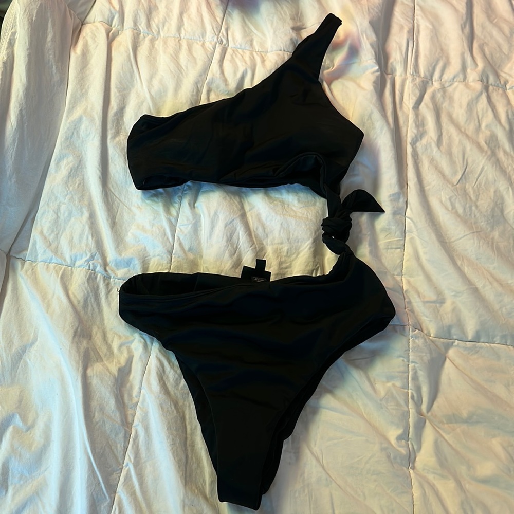 All black one piece swimsuit